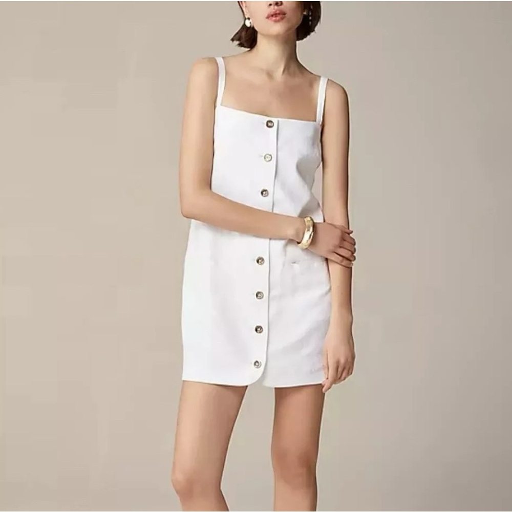 J. Crew White Claudia dress in linen.